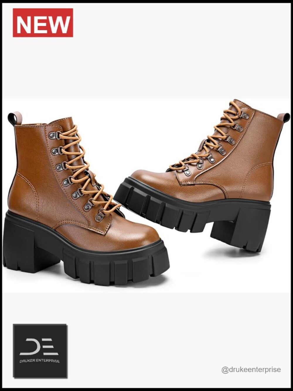 Women's Combat Boots Lightweight Lace Up Side Zipper Chunky Platform Lug Sole